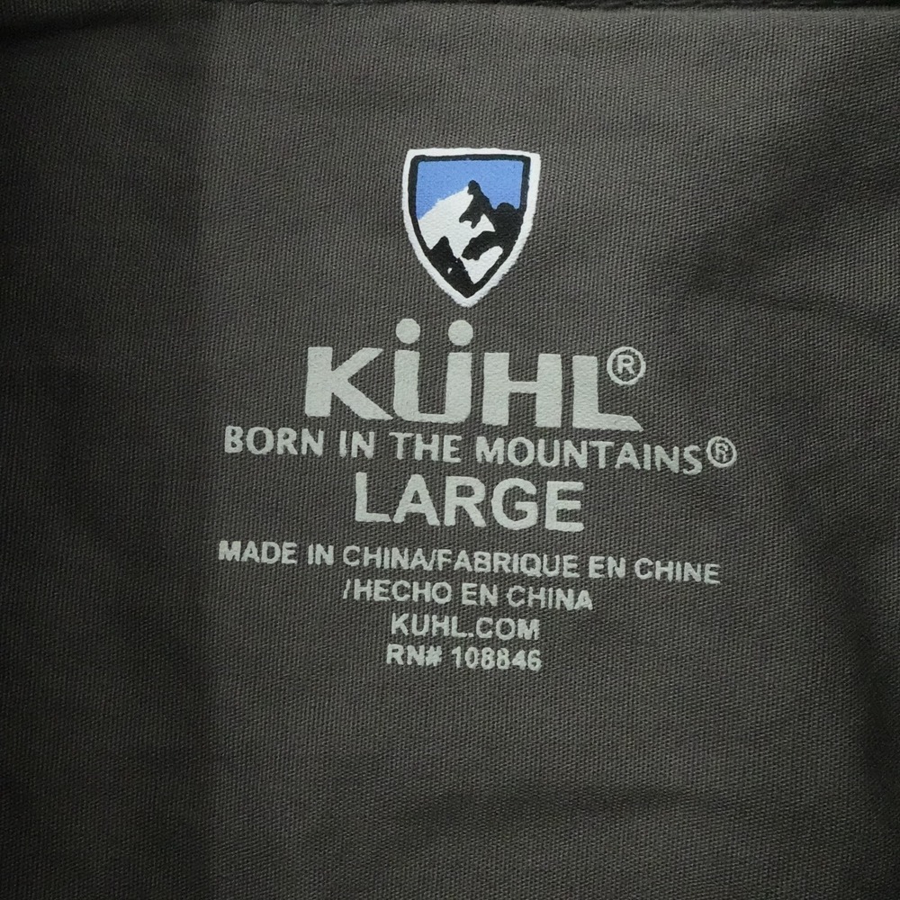 Kuhl Shirt Mens Large Beige Blue Plaid Short Sleeve‎ Linen Blend Outdoors Gorp - Picture 3 of 15